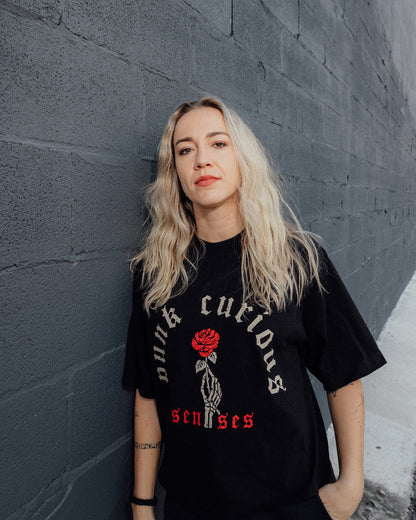 senses Skeleton Rose Crop Tee
