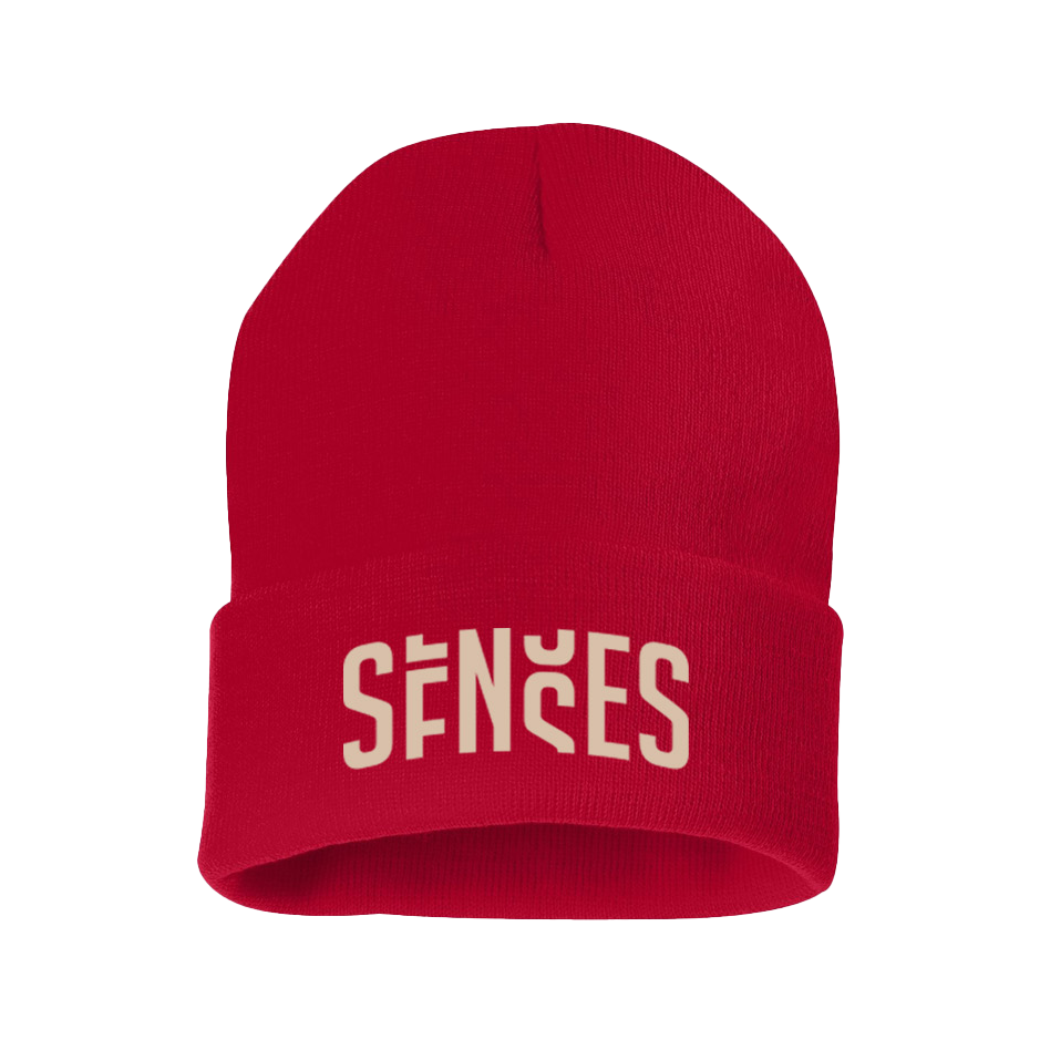 senses red beanie